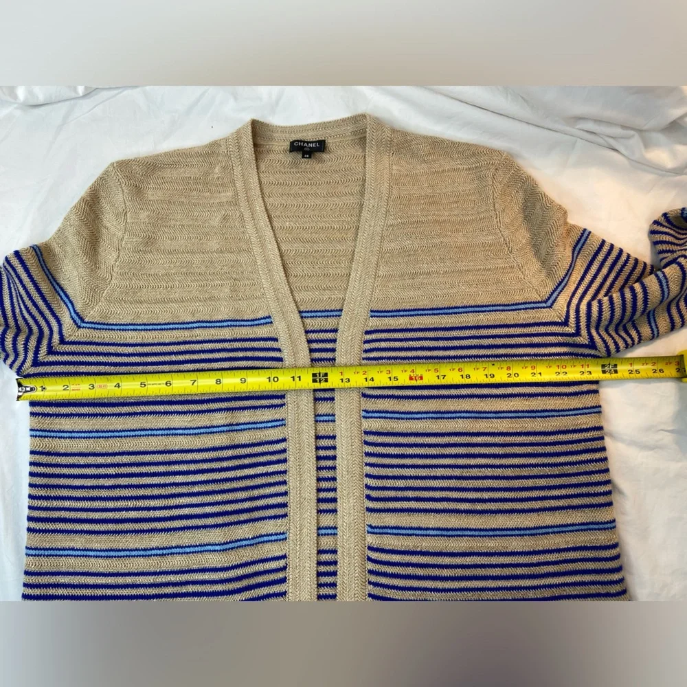 CHANEL Striped Metallic Knit Cardigan from 2019 Cruise La Pausa Size 48 - Picture 6 of 12